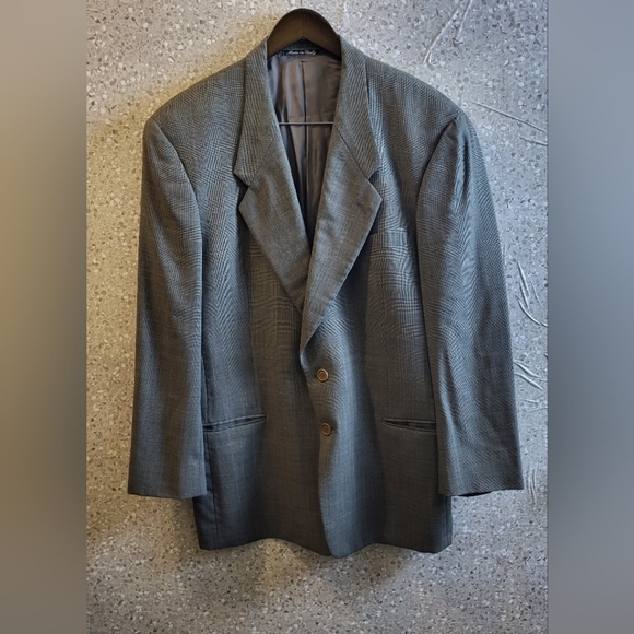 Vtg.Giorgio Armani Neiman Marcus Men Blazer Virgin Wool Green/Brown Size 42R